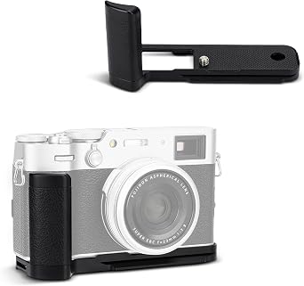 JJC X100VI Hand Grip Metal Hand Grip L Bracket for Fujifilm Fuji X100VI X100V X100F Camera, X100VI X100V Handgrip Holder with Quick Release Plate Black, HG-X100VI BLACK-JWM-1