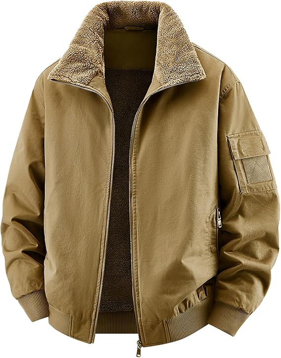 Eisctnd Men's Winter Bomber Jacket Sherpa Lined Fleece Warm Coat