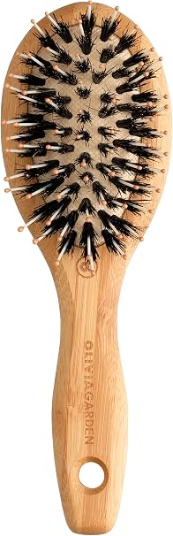 Olivia Garden Bamboo Touch Brush – Eco-conscious Bamboo Detangle Combo Hair Brush, Nylon and Boar Bristles - Size XS