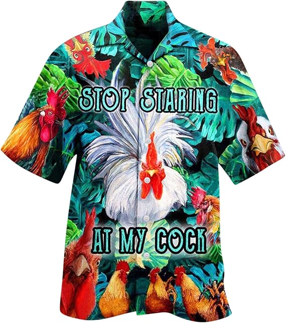 Hawaiian Shirts for Men Funny, Aloha-Hawaiian-Style Holiday Shirts for Men 3D Printed Hawaiian Dancy Dress Classic Casual Stag shirt
