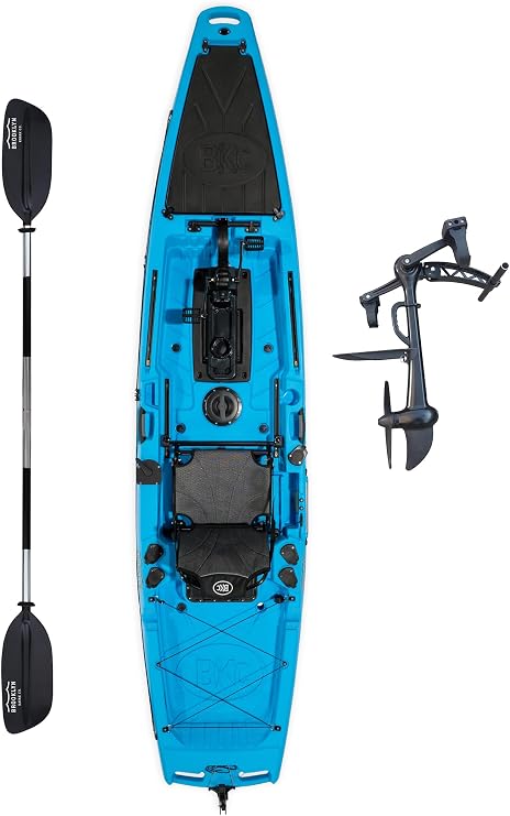 Brooklyn 12.5 Pro Pedal Propeller Drive Fishing Kayak by BKC, Sit-on-Top Single Kayak with Rudder System, Dry Storage, Rod Holders & 550 lb Capacity