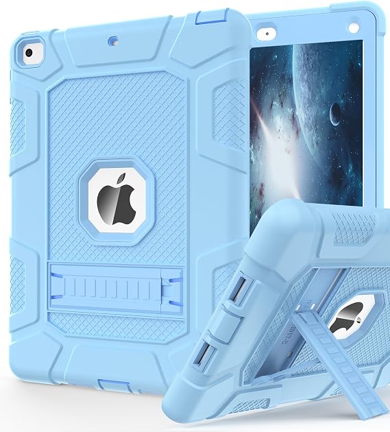 iPad mini 5 Case, iPad mini 4 Case, Hybrid Three Layer Armor Shockproof Rugged Drop Protection Cover Case Built with Kickstand for iPad mini 4/5 7.9 Inch, LightBlue