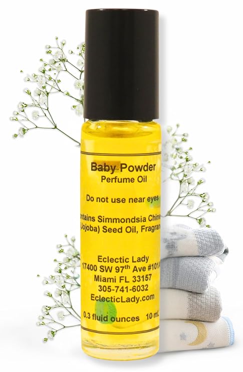 Baby Powder Perfume Oil, 0.3 fl oz, Portable Roll-On Fragrance , Daily Use