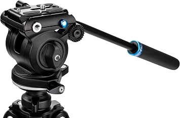 Benro Flat-Base Fluid Video Head 60 mm Flat Base, 5.5 lb Load, +90/-70 Tilt, 360 Pan, Dual 14-20 Mounts Compact Video Head for Mirrorless, DSLR & Mobile Rigs (S2 PRO)