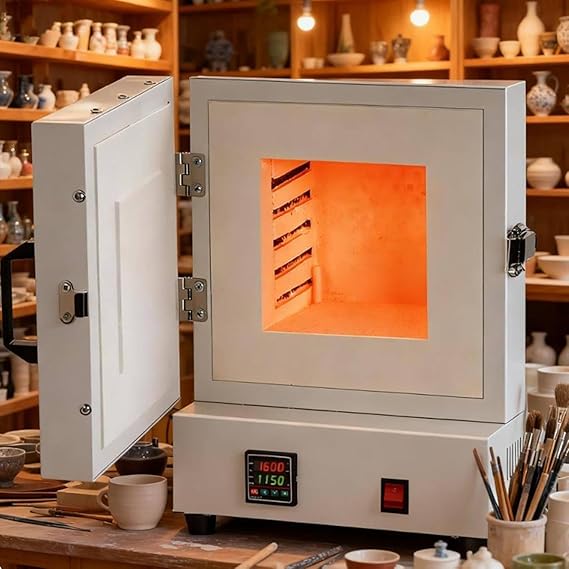 Electric Kiln Furnace, 2000W Electric Burnout Oven Kiln with Temperature Controller, Hi-Temp 2102F/1150C, Pottery Kiln for Wax Casting, Clay Pottery Ceramic DIY, Glass, Jewelry Making