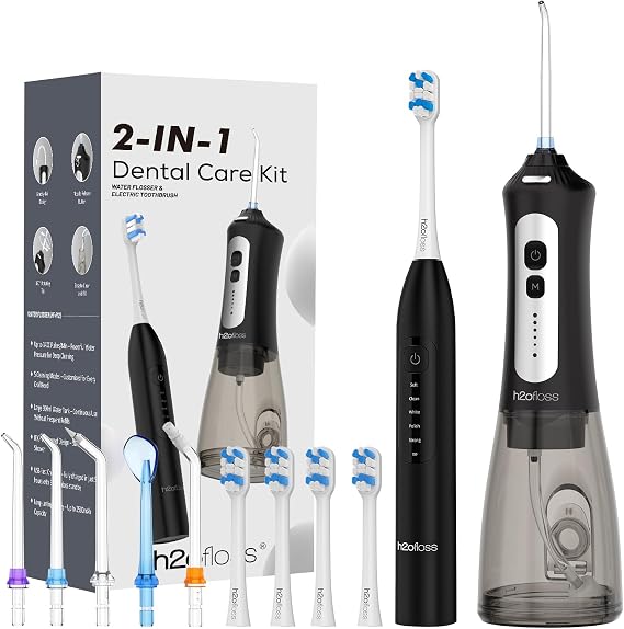 H2ofloss Electric Toothbrush and Water Flosser Combo, 2-in-1 Oral Kit