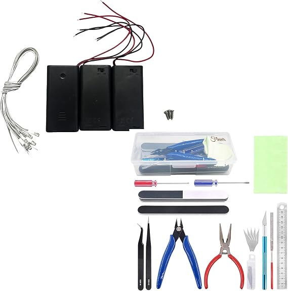 Flever DIY House Accessory for Dollhouse Miniature(AA Battery and Gundam Model Tools Kit