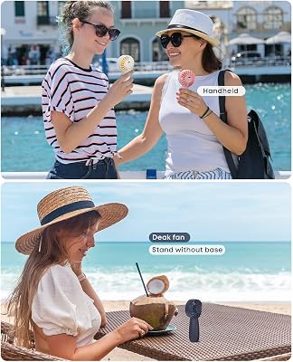 Smilfree Mini Handheld Fan Rechargeable Portable Personal Fan with Powerful Wind, 3 Speeds Cute Design Hand Held Fan for Travel Kids Women, 1500mAh USB Battery Charging
