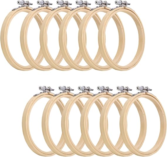 EDOBLUE 4 Inch Embroidery Hoops Bamboo Cross Stitch Hoop Hoop Hoop Hoop for Embroidery and Cross Stitch, Mini Embroidery Hoop(12 Pieces)