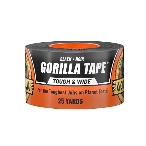 Gorilla Tough & Wide Heavy Duty Duct Tape, Black, 2.88" x 25 yd, 1-Pack