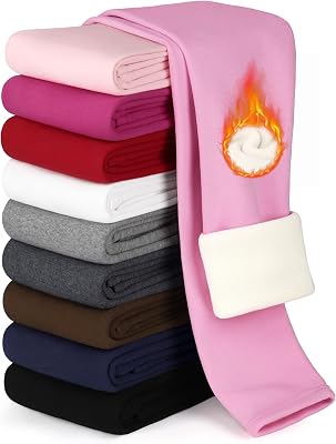 Girls Fleece Lined Leggings Kids & Toddlers | Warm Thermal Winter Pants for Girls | 2-16 Years Black