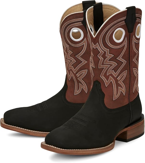 Justin Big News 11" Western Boots for Men, Wide Square Toe