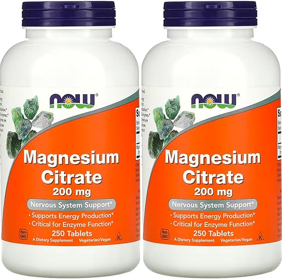 NOW Foods - Magnesium Citrate 200 mg 250 tabs (Pack of 2)