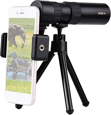 Andoer 10X-300X Mini Monocular Telescope BAK4 Prisms Life Water-Resistant with Phone Holder Mini Tripod Stand Carry Bag for Watching Scenery Bird Wildlife Concert Sports Events