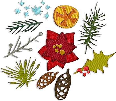 Sizzix Thinlits Die Set 14PK Modern Festive by Tim Holtz | 666069 | Chapter 4 2022 Wafer, Grey
