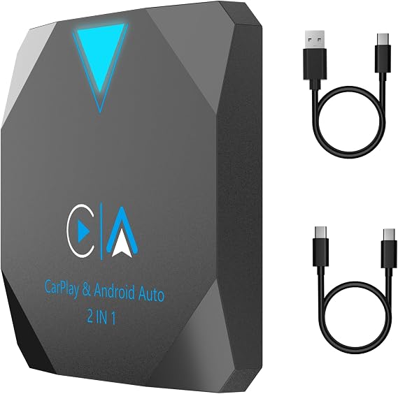 Android Auto Wireless Adapter, 2 in 1 Wireless CarPlay Adapter for iPhone, CarPlay Wireless Adapter Convert Wired to Wireless, Plug & Play for Factory Wired CarPlay Cars - Fit from 2016 and iOS 10+