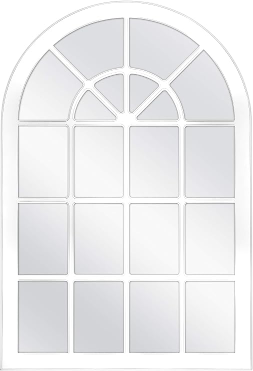 MCS Countryside 30x44 Mirror, White Arched Windowpane Wall Mirror, Home Decor for Bedroom, Livingroom & Entry