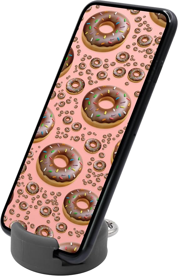GoDonut Mini Portable Keychain Cell Phone Stand & Holder Desk Accessory Perfect for Travel, Office & Nightstand Compatible with iPad mini and Smartphones - Black