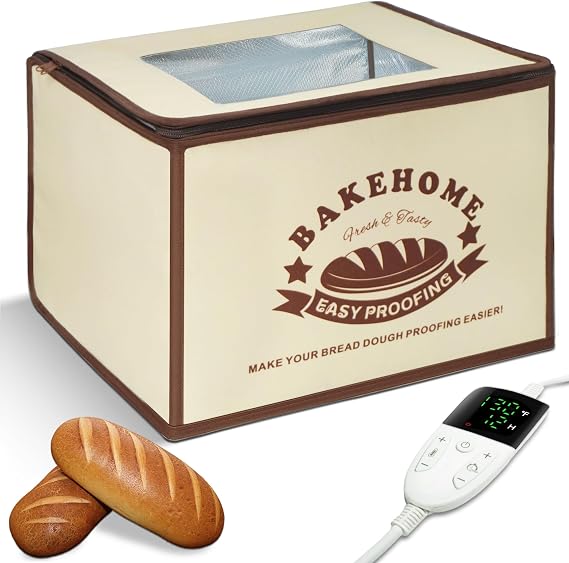 Bread Proofing Box for Bread Pizza, Foldable Zippered Sourdough Starter Warmer Heater w/Adjustable Temperature & Timer Controller, Sour Dough Box Homemade Making Tools Kit Baking Supplies Gifts