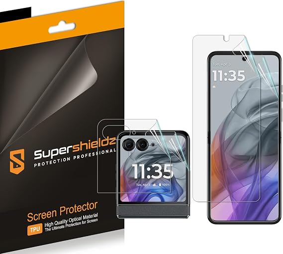 Supershieldz (2 Pack) Designed for Motorola Razr (2026/2025/2024) [2 Main Screen + 2 Front Screen] Screen Protector, High Definition Clear Shield (TPU)