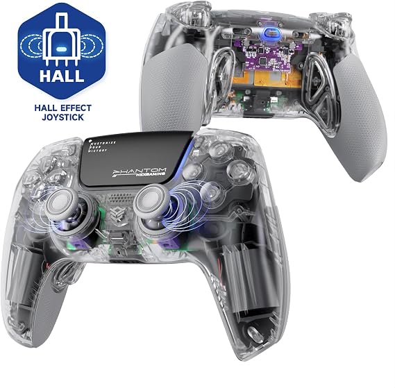HEXGAMING PHANTOM Controller Compatible with ps5, PC - Explorer Edition | Hall Effect Joysticks, Adjustable Triggers, 4 Remappable Buttons, 6 Profiles, 8 Swappable Sticks