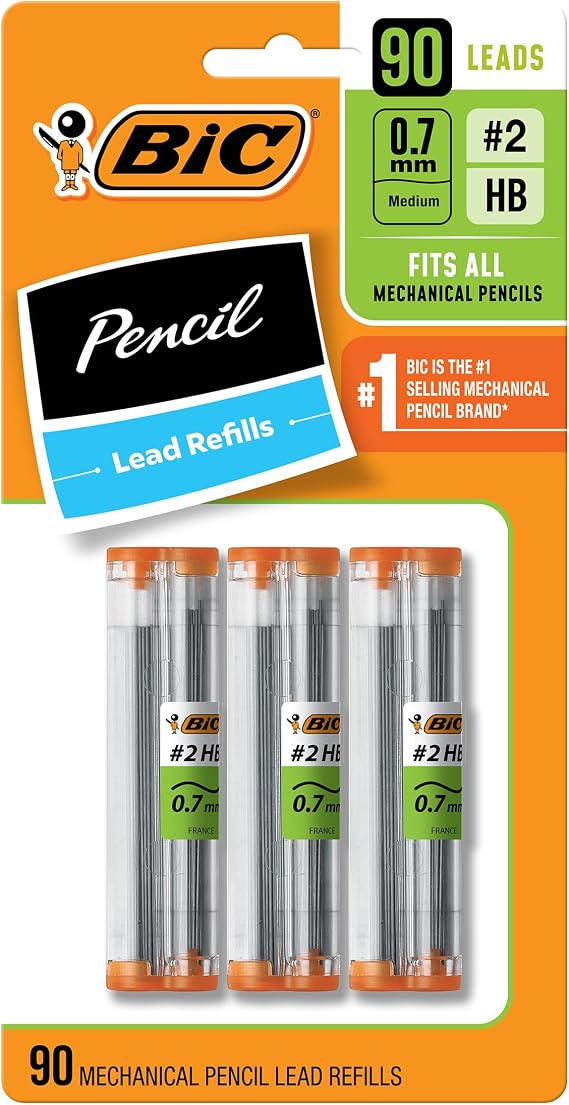 BIC Mechanical Pencil Lead Refills, 0.7 mm Medium Point for Smooth Writing, 90-Count Pack
