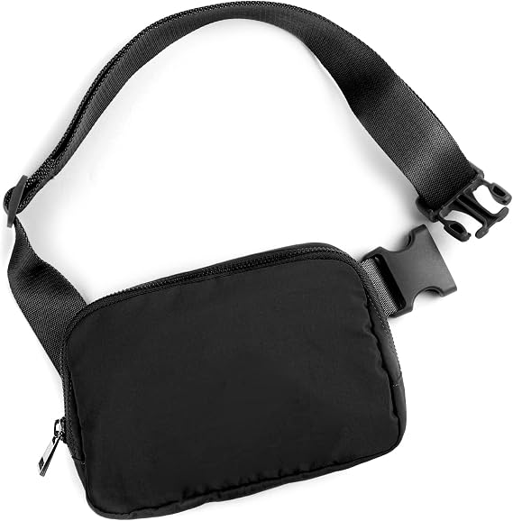 Black Mini Belt Bag, Fashion Waist Packs Unisex Fanny Packs for Women Men crossbody with Adjustable Strap for Outdoors Workout Travel Casual Running Hiking Cycling
