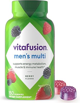 vitafusion Adult Gummy Vitamins for Men, Berry Flavored Mens Multivitamin Gummy Supplement with Vitamins A, C, D, E, B6, B12, 75 Day Supply, 150 Count