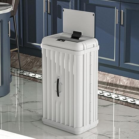 Deconox 50 Lt Sensörlü Çöp Kovası, Portatif Katlanabilir, Büyük Boy Premium (62x36x26cm), Otomatik Dokunmatik Hareket Sensörlü Akıllı Mutfak Banyo Ofis Çöp Kutusu (BEYAZ)