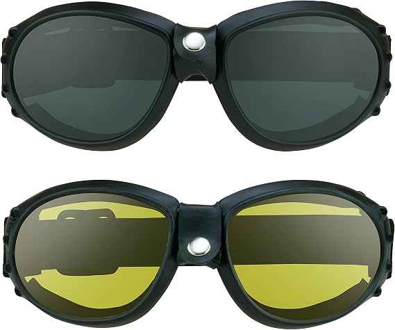 Bikershades Motorcycle Safety Goggles Foam Padded Men Women Large Coverage with Large Microfiber Case