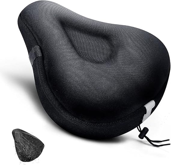 ANZOME Bike Seat Cushion, Wide Gel Bike Seat Cover & Extra Soft Gel Bike Seat Cushion for Women Men Everyone, Fits Spin, Stationary, Cruiser Bikes, Indoor Cycling(Waterproof Case Included) ...