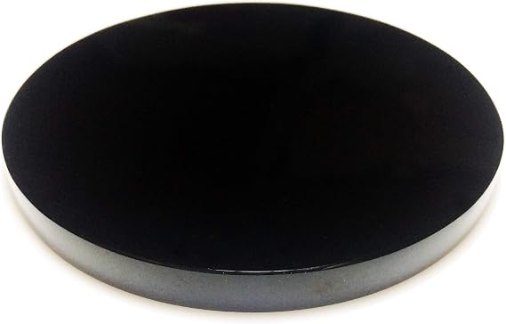 Polar Jade Black Obsidian Scrying Mirror (80 mm /3.1") | Polished black obsidian scrying mirror for display, divination, meditation and decor.