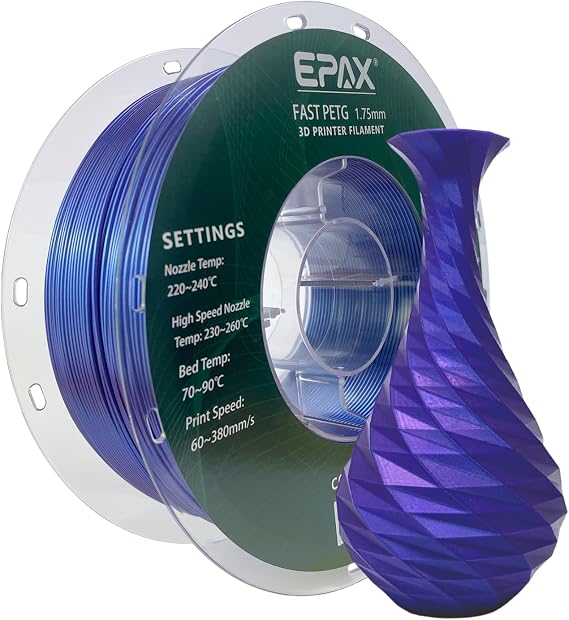 EPAX 1.75mm Fast PETG 3D Printer Filament, High Speed PETG 3D Printing Filament, Dimensional Accuracy +/- 0.03 mm, 1KG Spool (Nebula Purple)