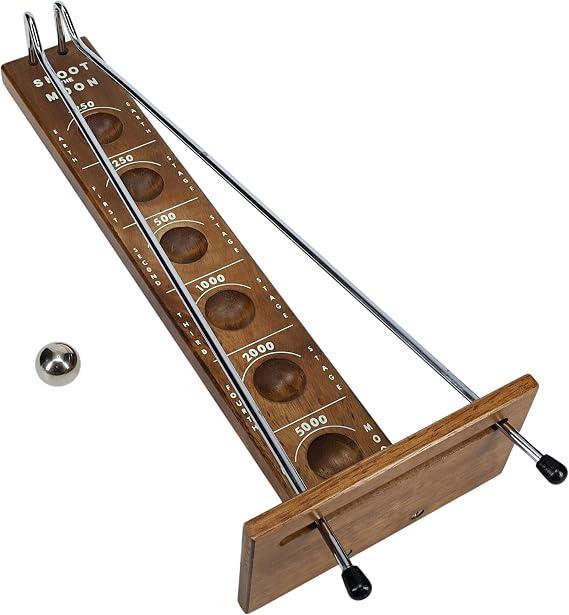 WE Games Shoot the Moon Game, Large 17.5 inch Size, Walnut Wood Stain, Retro Games for Adults, Classic Table Top Board Game