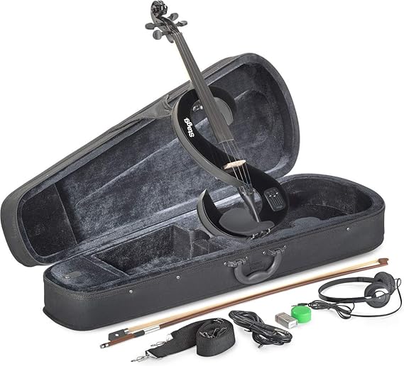 Stagg EVN 4/4 BK Silent Violin Set with Case - Black