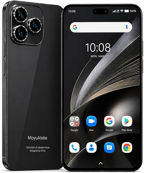 A16 Pro Max Unlocked Cell Phone, 12GB+256GB Smartphone, Black