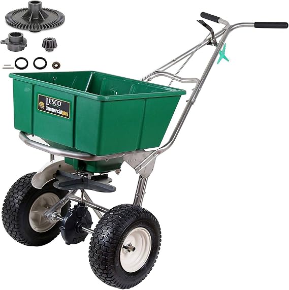 Lesco 101186 High Wheel Walk-Behind Fertilizer Spreader with Gearbox Repair Kit (Bundle, 2 Items)