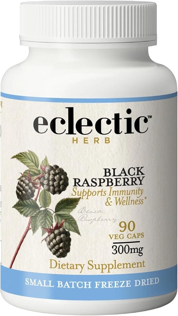 Eclectic Herb - Black Raspberry Capsules | Vegan Superfood Supplement | Nutrition, Vitamins + Minerals | Antioxidant + Immune Support | US-Grown, Natural, Non-GMO, Gluten Free (90 CT | 300 mg)
