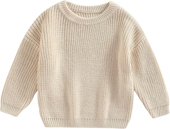 Amnnchya Toddler Baby Girl Boy Sweater Crewneck Knit Kids Pullover Sweatshirt Warm Infant Newborn Fall Winter Clothes