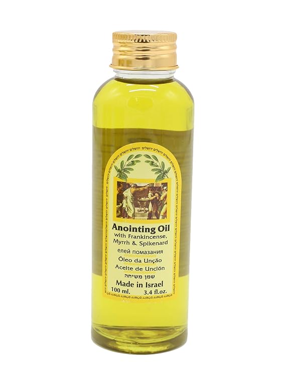 Ein Gedi Anointing Oil 100 ml - 3.4fl oz Blessing from Jerusalem Made in Holyland for Prayer and Blessings (100ml, Frankincense Myrrh & Spikenard)