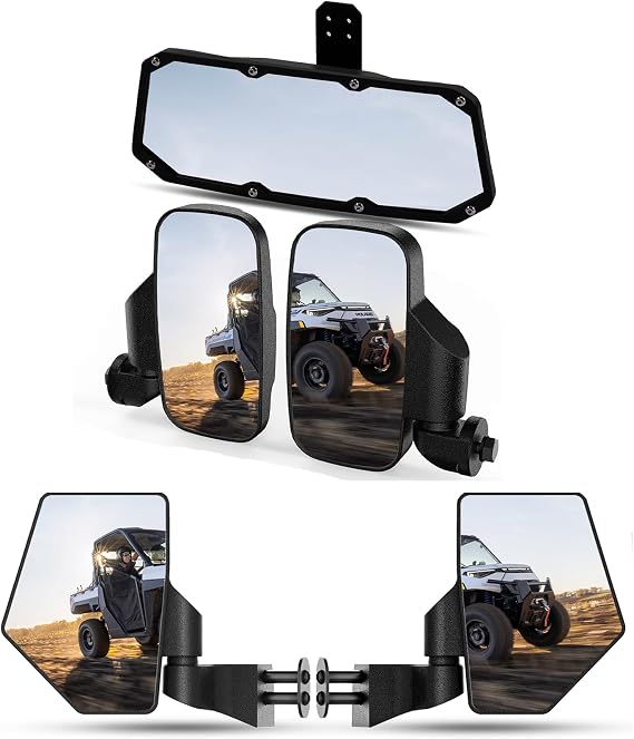 UTV Mirrors Set and UTV Side Mirrors, Upgraded Large Ranger Side Mirrors Compatible with Polaris Ranger 570 900 1000 XP 2015-2024 Can Am Defender Maverick CFMOTO UFORCE Polaris RZR and More