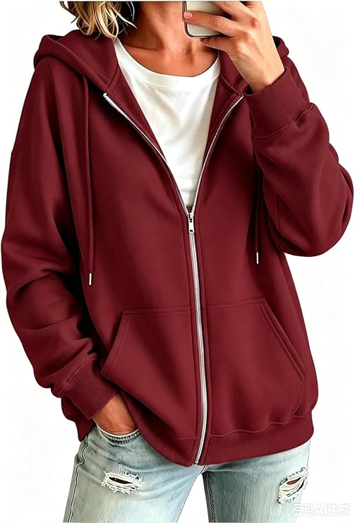 Hoodies For Women Casual Fall Fashion Zip Up Sweatshirt Lightweight Winter Jackets
