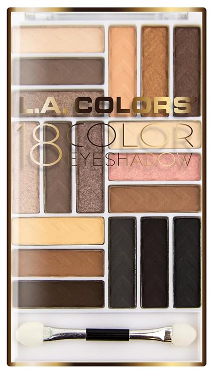 L.A. COLORS 18 Color Glam Eyeshadow Palette, Downtown Brown CES750B