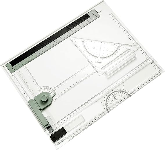 Youyijia A4 Drawing Board 36.8X29.2cm Adjustable Angle System Drawing Board Art Craft Table with Parallel Motion Accessories for Students Engineers Artists and Architects (White A4)