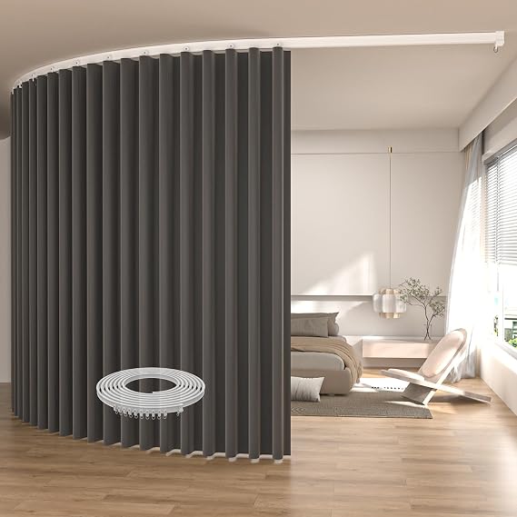 Ceiling Mount Room Divider Curtains,Track Sets for Room Separation,Grey