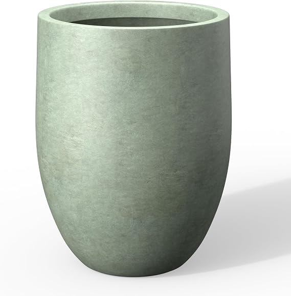 Kante Large Round Bullet Mint Green Concrete Planter 21.7" Tall, Outdoor
