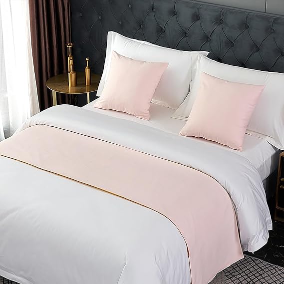 Bed Runners For Queen Size Bed, Decorative Bed Throws For Foot Of Bed, Bed End Scarves Sofa Throw Bedding Scarf Protector Slipcover, Twin, King(Pink,50 * 50cm(Pillow Case))
