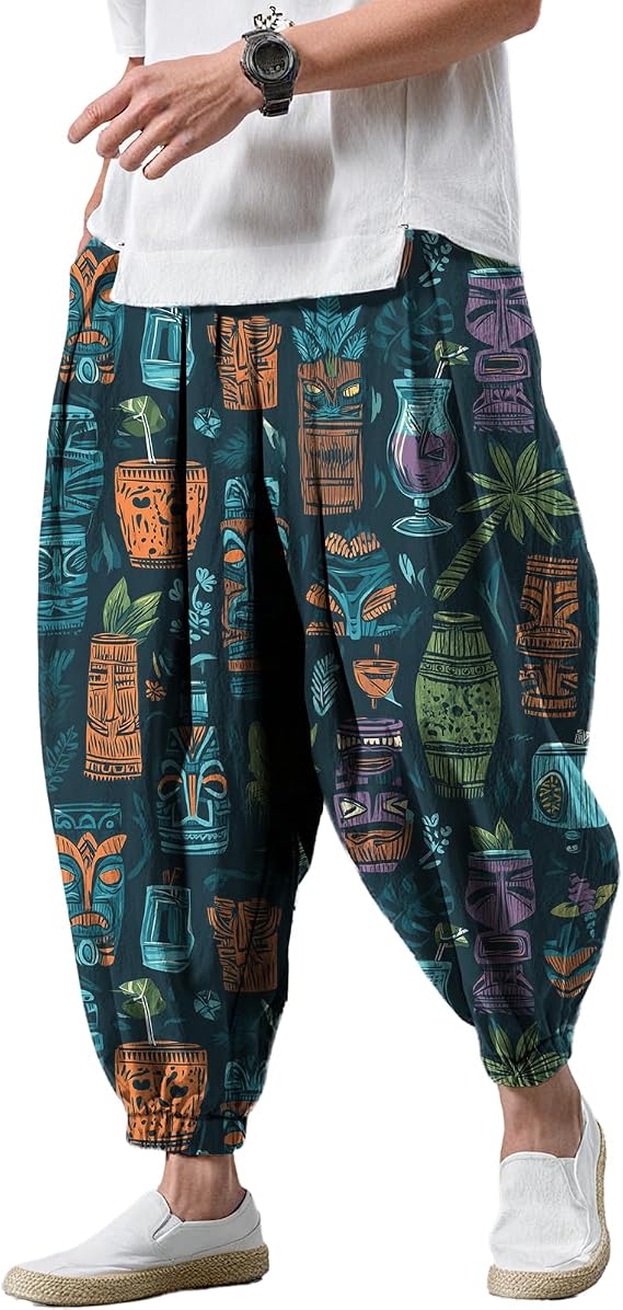 Baggy Pants for Men Casual Plus Size Elastic Waist Oversized Harem Pants Summer Work Gym Workout Shorts