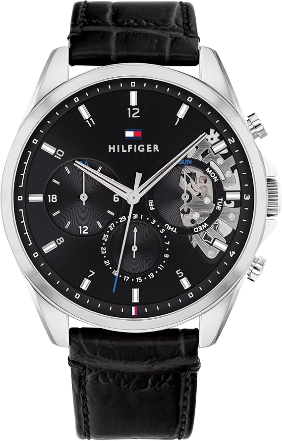 Tommy Hilfiger Analogue Multifunction Quartz Watch for Men with Stainless Steel mesh and Link Bracelet and Leather Strap