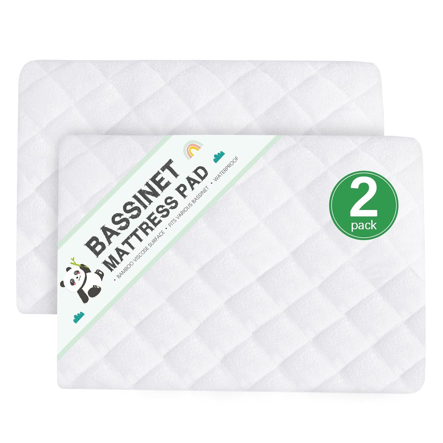 Waterproof Cradle Bassinet Mattress Protector, Fit for 36 × 18 Standard Cradle Bassinet Mattress, Ultra Soft Breathable, 2 Pack, Washer & Dryer